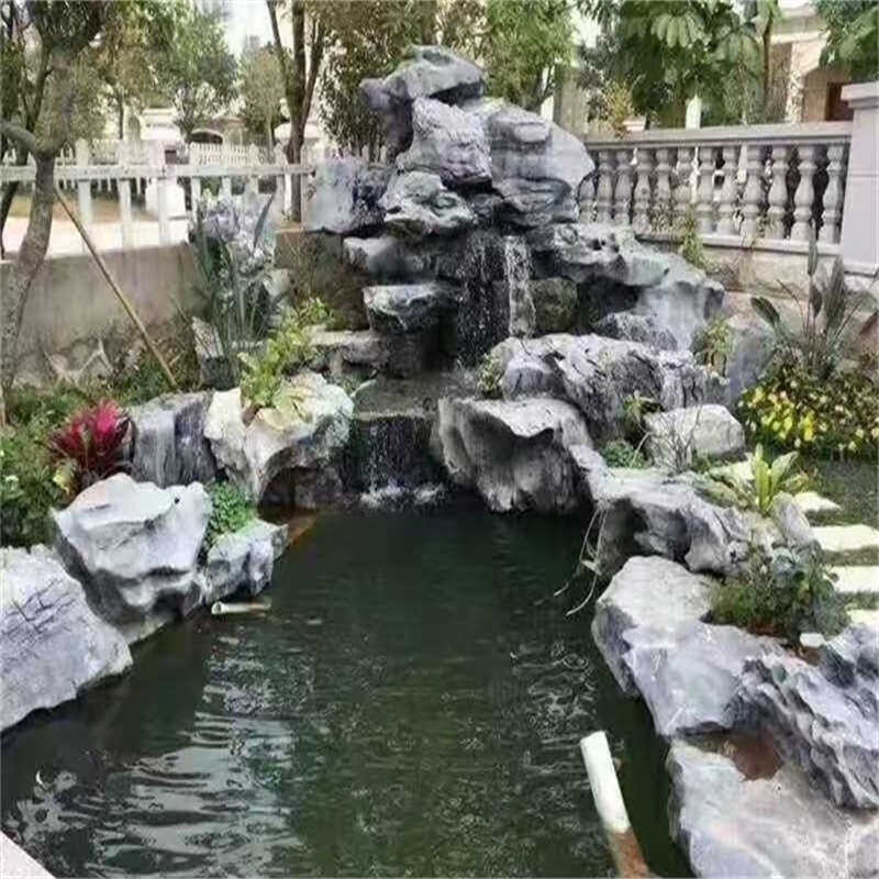 广西庭院鱼池假山图片